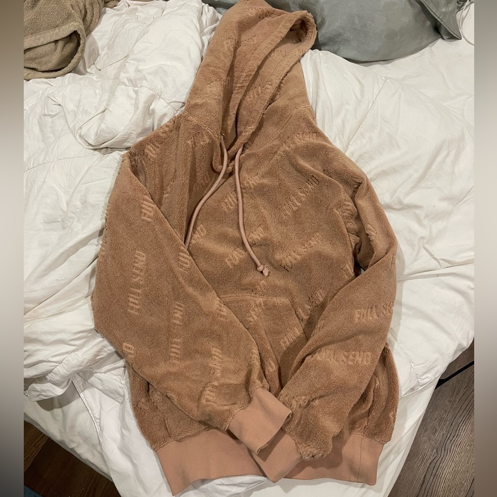 Tan Brown Full Send Jacquard Hoodie Size Small